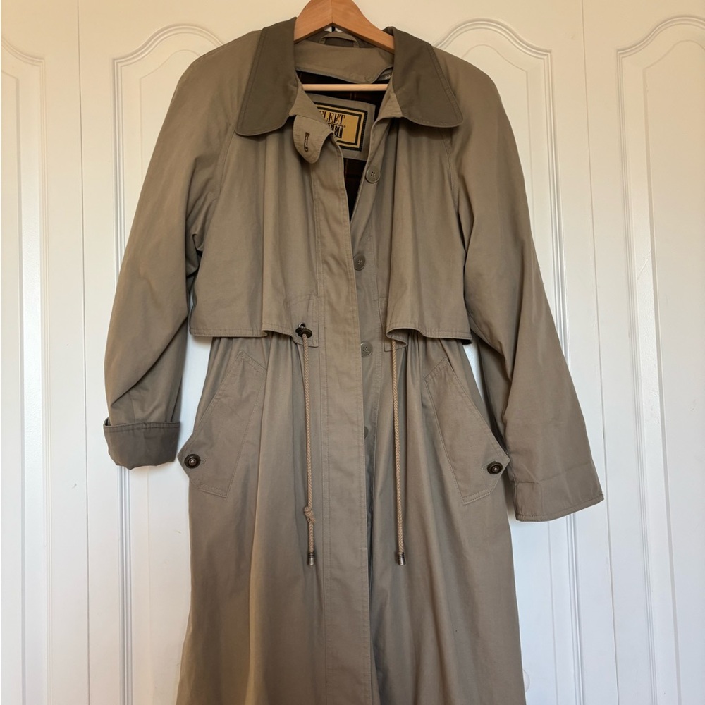 Vintage Tan Plaid Lined Trench Coat - Picture 11 of 15